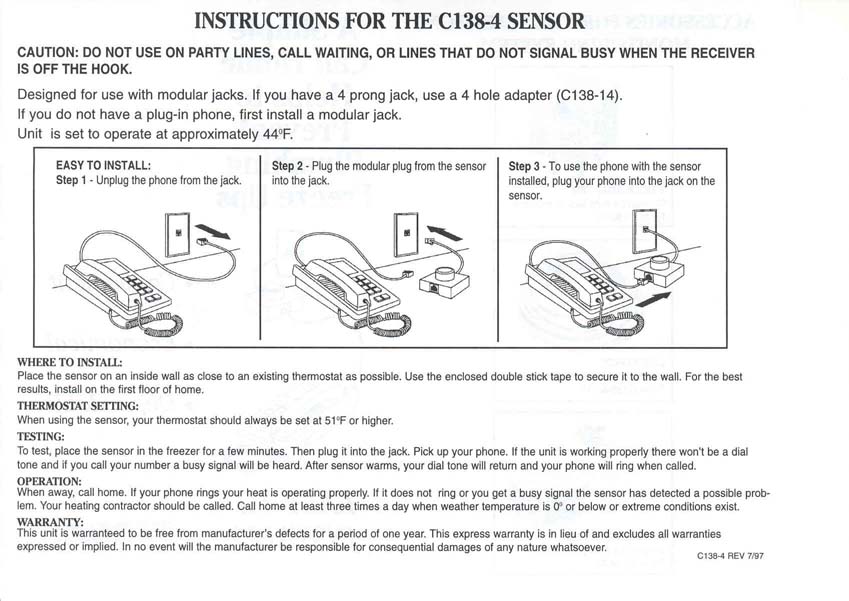 Freeze Alert Installation Instructions